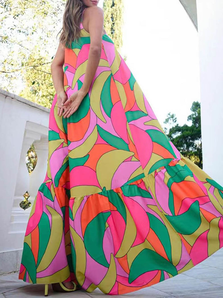 Joanna- Backless Halter Printed Dresses