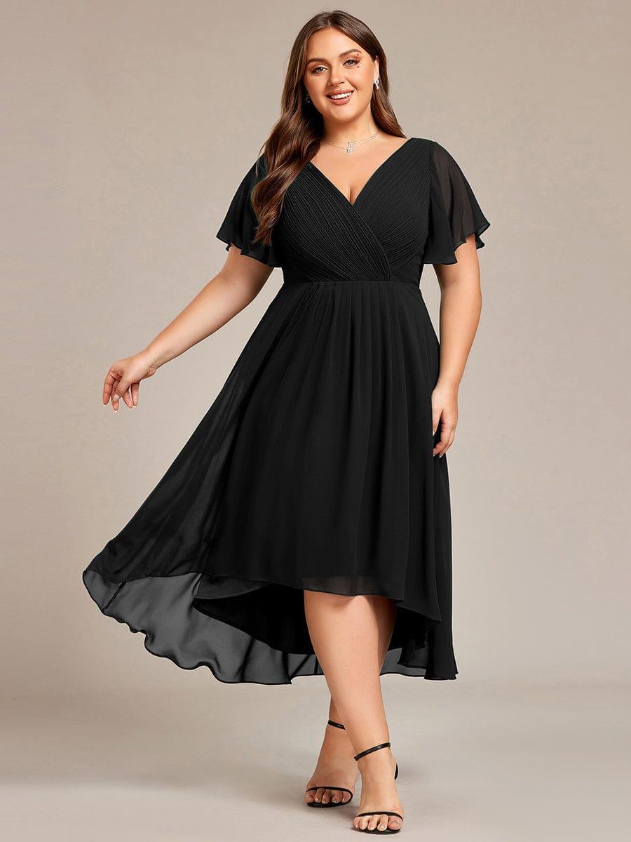 FAYE™ |Plus Size V-Neck High-Low Chiffon Wedding Guest Dress