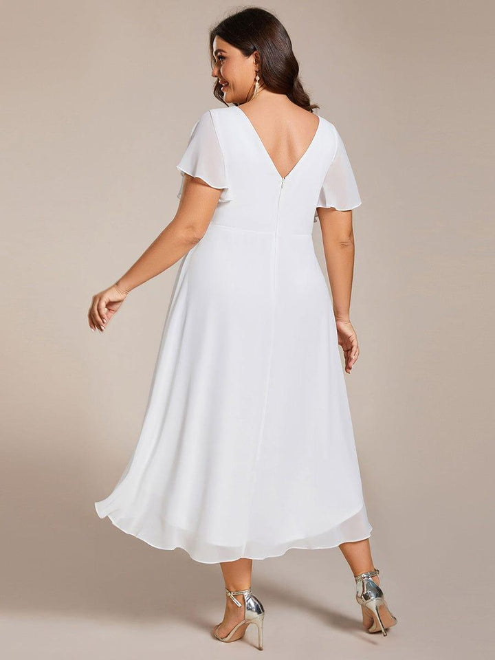 FAYE™ |Plus Size V-Neck High-Low Chiffon Wedding Guest Dress