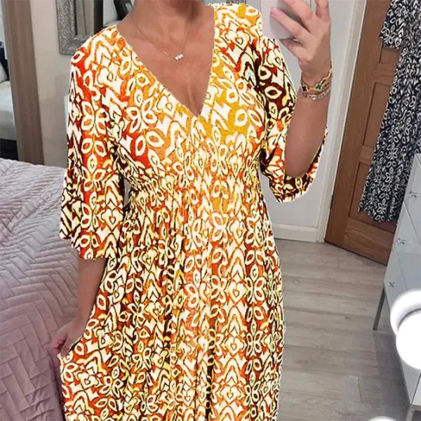 Tracie-Floral V-neck dress