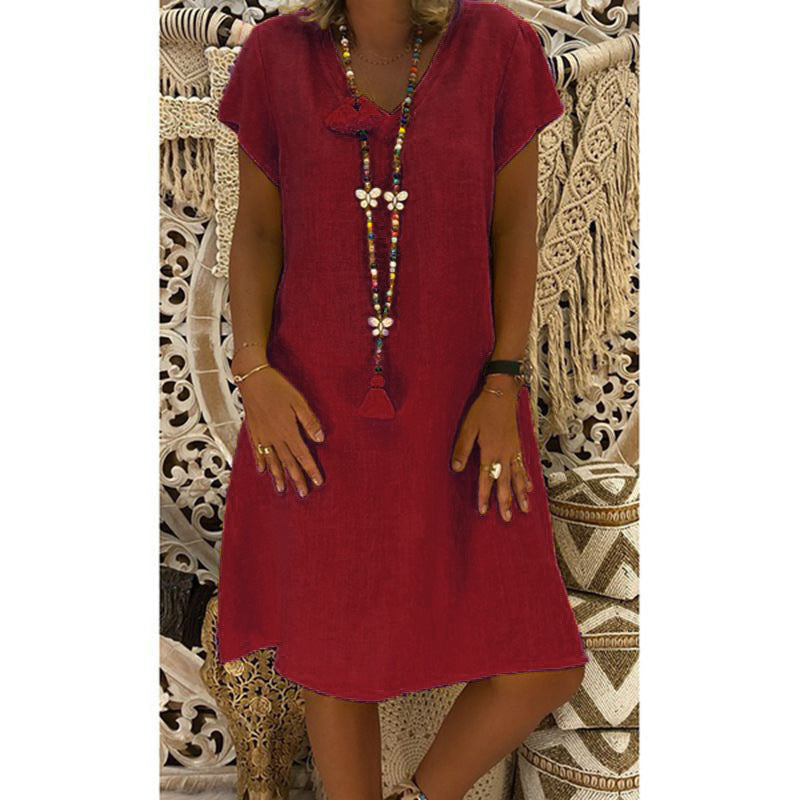 Deena – Relaxed Fit V-Neck Dress