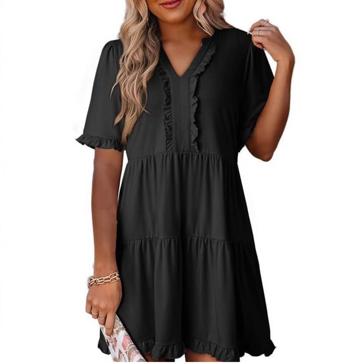 SHEILA™ - Casual V-Neck Mini Dress