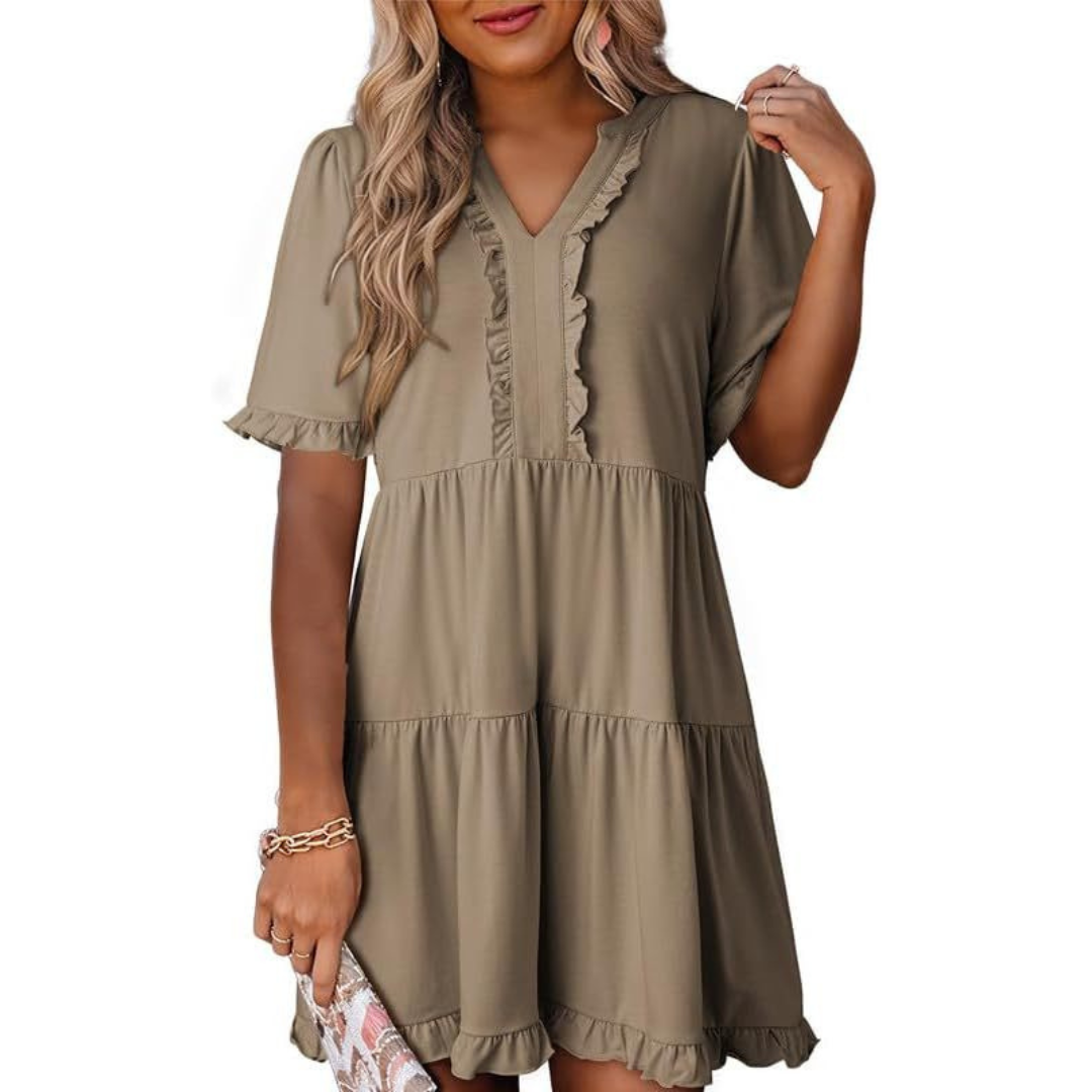 SHEILA™ - Casual V-Neck Mini Dress