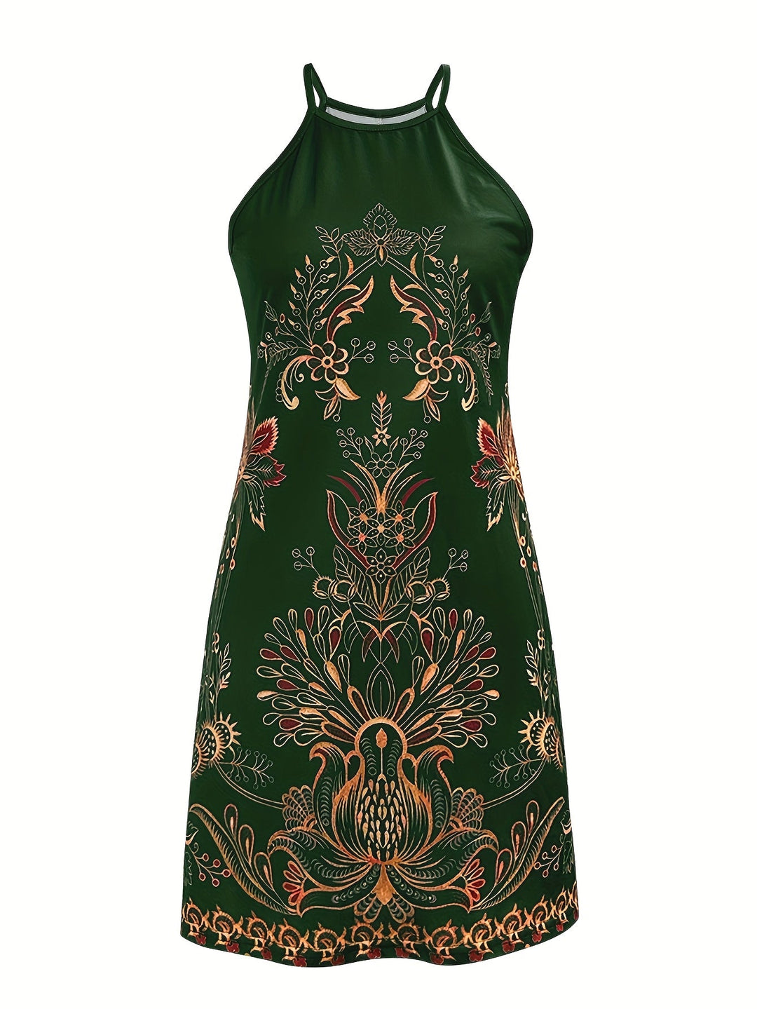 Bandy-Boho Floral Print Halter Dress