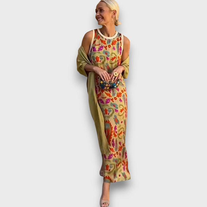 Elveria –  Maxi dress with cardigan